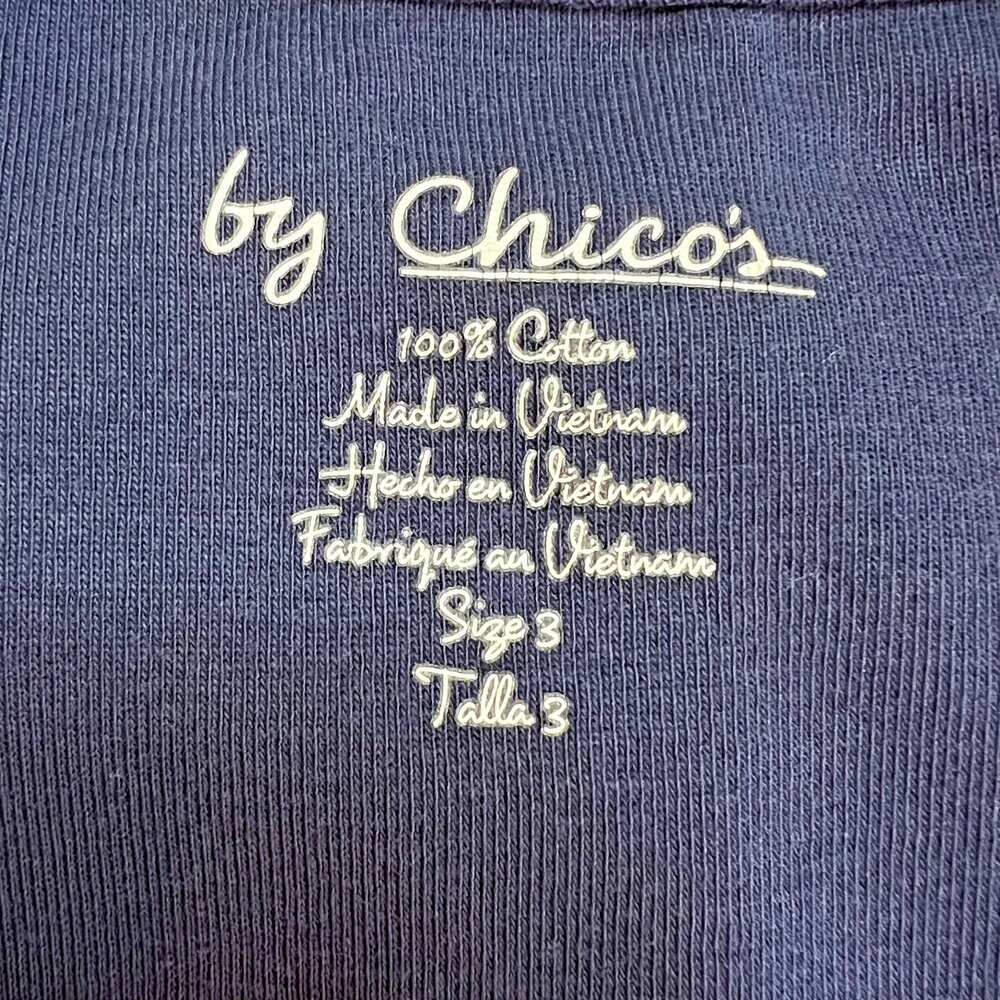 Chico's Tee Shirt Womens XL (3) Blue Crew Neck Short Sleeve - Picture 6 of 9